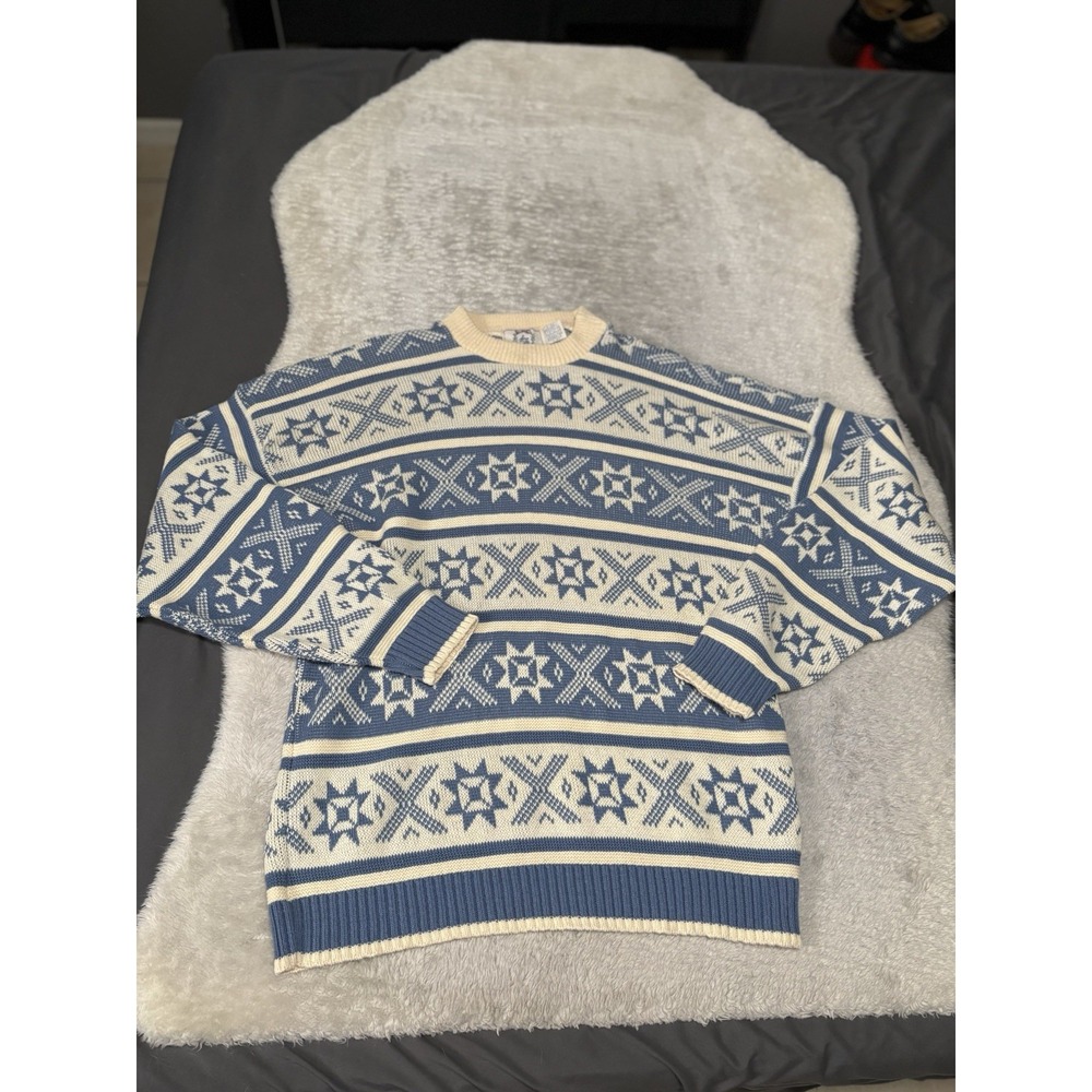 Sears Roebuck & Co Mens‎ Loose Vintage Grandpa Sweater Large Geomtric Knit